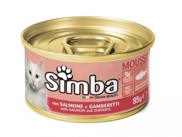 Simba (Симба) - Mousse with Salmon and Shrimps, Влажный корм для кошек, мусс с лососем и креветками, баночка 85 г