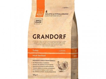 Grandorf (Грандорф) - Turkey Adult Sterilized, Сухой корм для стерилизованных кошек с индейкой, 400 г