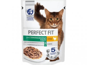 Perfect Fit (Перфект Фит) - Влажный корм для стерилизованных кошек с курицей в соусе, пауч 75 г
