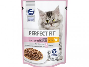 Perfect Fit (Перфект Фит) - Влажный корм для котят с курицей в соусе, пауч 75 г