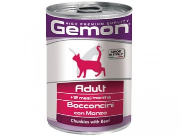 Gemon (Джимон) - Sterilised Cat Chunkies with beef, Влажный корм для стерилизованных кошек, кусочки с говядиной, банка 415 г