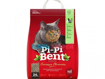 Pi-Pi-Bent (Пи-Пи-Бент) - Комкующийся наполнитель Сенсация свежести, 10 кг (24 л)