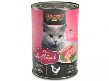 Leonardo (Леонардо) - Pure poultry/pure chicken, Корм для взрослых кошек из мяса цыпленка, баночка 400 г