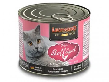Leonardo (Леонардо) - Pure poultry/pure chicken, Корм для взрослых кошек из мяса цыпленка, баночка 200 г