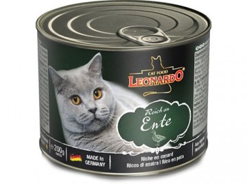 Leonardo (Леонардо) - Duck, Корм для взрослых кошек из мяса утки, баночка 200 г