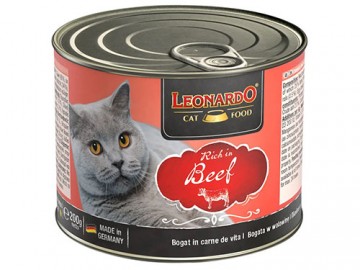 Leonardo (Леонардо) - Beef, Корм для взрослых кошек из говядины, баночка 200 г