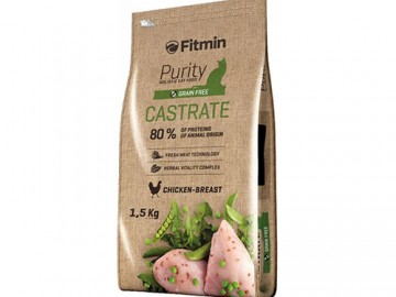 Fitmin (Фитмин) - Grain free Castrate, полнорационный беззерновой корм для взрослых стерилизованных кошек, с курицей , 1.5 кг