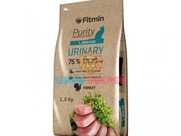 Fitmin (Фитмин) - Grain free Urinary, полнорационный беззерновой корм для кошек с заболеваниями мочевыводящих путей, с индейкой , 1.5 кг