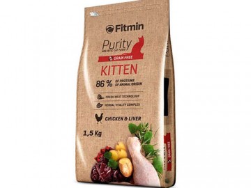 Fitmin (Фитмин) - Grain free kitten, полнорационный беззерновой корм для котят и лактирующих кошек, с курицей и печенью, 1.5 кг