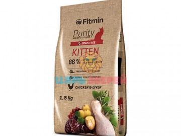 Fitmin (Фитмин) - Grain free kitten, полнорационный беззерновой корм для котят и лактирующих кошек, с курицей и печенью, 1.5 кг