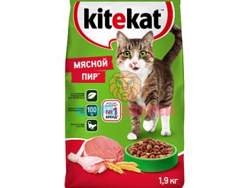 Kitekat (Китекет) - сухой корм со вкусом мяса, 1.9 кг