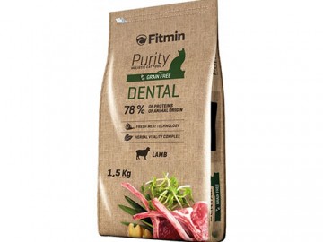 Fitmin (Фитмин) - Grain free Dental, полнорационный беззерновой корм для пoддeржaния здoрoвья пoлoсти ртa у взрoслых кoшeк, с ягненком, 1.5 кг