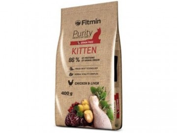 Fitmin (Фитмин) - Grain free kitten, полнорационный беззерновой корм для котят и лактирующих кошек, с курицей и печенью, 400 г