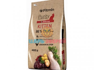 Fitmin (Фитмин) - Grain free kitten, полнорационный беззерновой корм для котят и лактирующих кошек, с курицей и печенью, 400 г