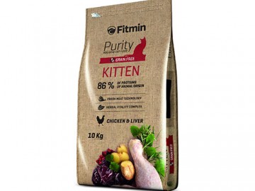 Fitmin (Фитмин) - Grain free kitten, Полнорационный беззерновой корм для котят и лактирующих кошек, с курицей и печенью, 10 кг
