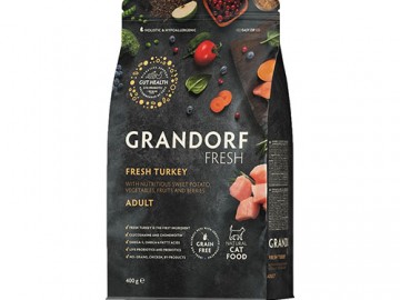Grandorf (Грандорф) - Fresh Cat Adult Turkey&Sweet Potato, Сухой беззерновой корм для взрослых кошек, с индейкой и бататом, 400 г