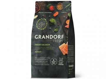 Grandorf (Грандорф) - Fresh Cat Adult Salmon&Sweet Potato, Сухой беззерновой корм для взрослых кошек, с филе лосося и бататом, 400 г