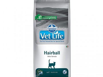 Farmina (Фармина) - Vet Life Cat Hairball, Сухой корм для выведения шерстяных комочков из кишечника у взрослых кошек, 2 кг