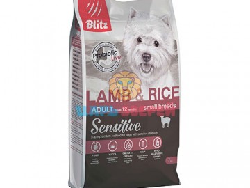 Blitz (Блиц) - Sensitive Lamb & Rice Adult Dog Small Breeds, Сухой корм для собак мелких пород с ягненком и рисом, 7 кг