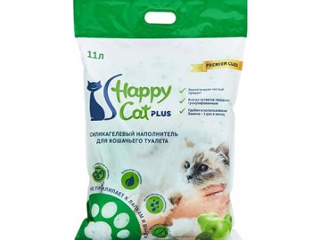 Happy Cat (Хэппи Кэт) - Силикагелевый наполнитель с ароматом яблока, 11 л (5 кг)