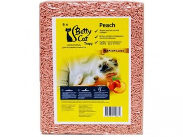 Betty Cat (Бэтти кэт) - Тофу комкующийся наполнитель с персиком, 6 л