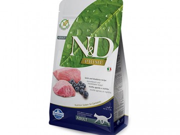 Farmina N&D (Эн Дэ) - Prime Cat Grain Free Lamb & Blueberry Adult, Беззерновой корм для взрослых кошек с ягненком и черникой, 1,5 кг