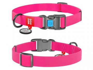 COLLAR (Коллар) - WAUDOG Waterproof, Ошейник водостойкий, пластиковый фастекс с QR паспортом, ш 15 мм, дл 25-35 см, розовый