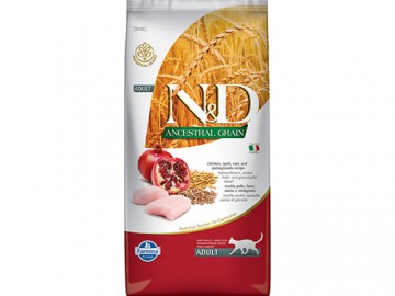 Farmina N&D (Эн Дэ) - Ancestral Grain Cat Chicken, Spelt, Oats And Pomegranate Adult, Сухой низкозерновой корм для взрослых кошек, курица, спельта, овес и гранатом, 10 кг