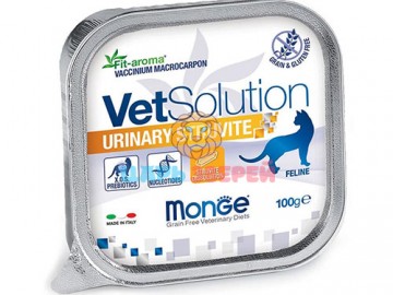 Monge (Монже) - VetSolution Cat Urinary Struvite, Влажный корм в виде паштета при струвитных камнях у кошек, ламистер 100 г