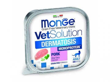 Monge (Монже) - VetSolution Cat Dermatosis, Влажный корм в виде паштета при аллергиях и дерматитах у кошек, ламистер 100 г