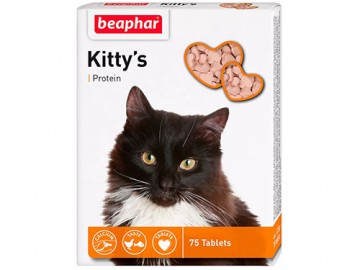 Beaphar (Беафар) - Kitty`s Protein, Витаминизированное лакомство с протеином для кошек со вкусом рыбы, 75 таблеток