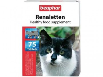 Beaphar (Беафар) - Renaletten, Кормовая добавка для кошек с заболеванием почек, 75 таблеток