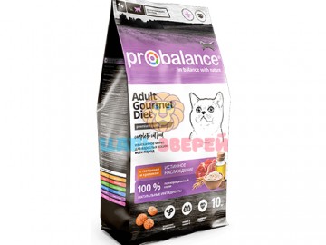 Probalance (Пробаланс) - Gourmet Diet, Корм для  кошек, с говядиной и кроликом, 10 кг