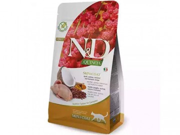 Farmina N&D (Эн Дэ) - Quinoa Cat Grain Free Skin & Coat Quail, Беззерновой корм для взрослых кошек для кожи и шерсти с перепелом и киноа, 1,5кг