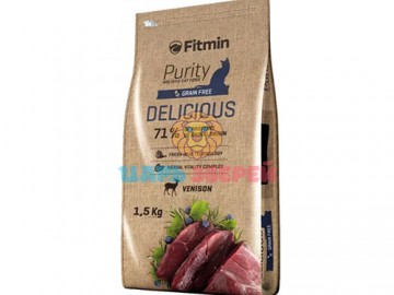 Fitmin (Фитмин) - Grain free Delicious, полнорационный беззерновой корм для взрoслых кoшeк, с олениной, 1.5 кг