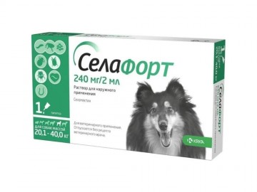 Селафорт - Капли от блох, клещей и власоедов 240 мг для собак от 20-40 кг, пипетка 2 мл