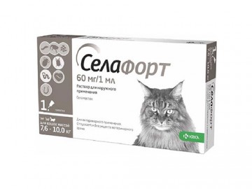 Селафорт - Антипаразитарные капли для кошек от 7,6 до 10 кг, пипетка 1 мл