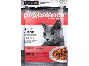 Probalance (Пробаланс) - Adult Active, Влажный корм для активных кошек, пауч 85 г