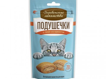 Деревенские лакомства - Подушечки с пюре из креветок для кошек, 30 г