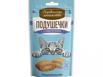 Деревенские лакомства - Подушечки с пюре из краба для кошек, 30 г
