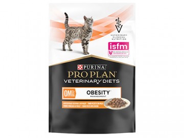 Pro Plan (Про План) - Veterinary Diets Feline OM ST/OX Obesity Management, Диетический корм для кошек при ожирении, с курицей, пауч 85 г