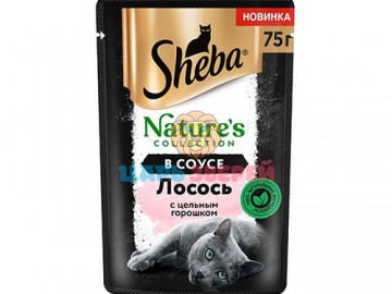 Sheba (Шеба) - Nature's Collection, Влажный корм для кошек, лосось в цельном горошке в соусе, пауч 75 г