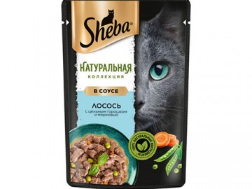 Sheba (Шеба) - Nature's Collection, Влажный корм для кошек, лосось в цельном горошке в соусе, пауч 75 г