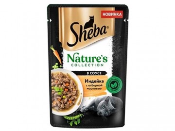 Sheba (Шеба) - Nature's Collection, Влажный корм для кошек, индейка с отборной морковью в соусе, пауч 75 г