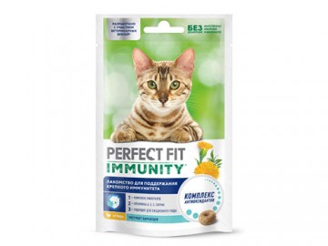 Perfect Fit (Перфект Фит) - Immunity, Лакомство для кошек для поддержания иммунитета, с курицей и добавлением экстракта бархатцев, 50 г