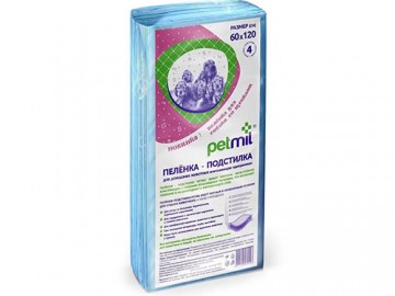 Petmil (Пэтмил) - Пеленки впитывающие одноразовые 60х120, упаковка 4 шт