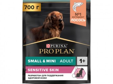 Pro Plan (Про План) - Adult Small&Mini Sensitive Skin, Сухой корм для собак мелких пород с чувствительной кожей, с лососем и рисом, 700 г
