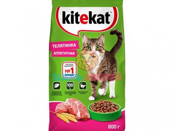 Kitekat (Китекет) - Аппетиная телятинка, сухой корм для кошек, 800 г