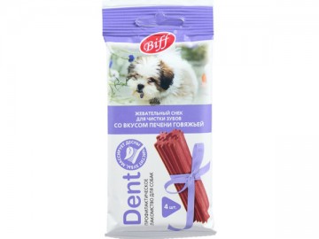 TiTBit (ТитБит) - Dent, Жевательные снеки для собак мелких пород, со вкусом печени говяжьей, 40 г, 4 шт