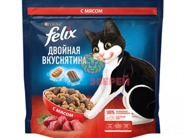 Felix (Феликс) - Двойная вкуснятина, сухой корм для взрослых кошек с мясом, 1,3 кг